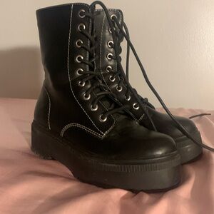 Black high platform boots